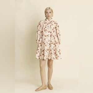 Aureum Embroidered Floral Tiered Mini Dress